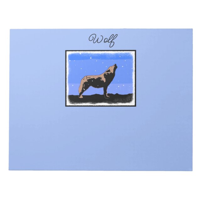Bloc-note Howling Wolf en hiver - Art faunique original (Devant)