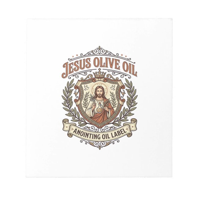 Bloc-note Huile d'onction d'huile d'olive Jésus Étiquette Hu (Devant)
