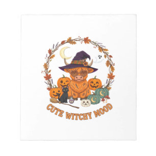 Bloc-note Humeur de sorcière mignonne Halloween Vache des Hi