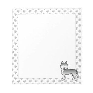 Bloc-note Husky Sibérien argenté Chien de dessin animé migno