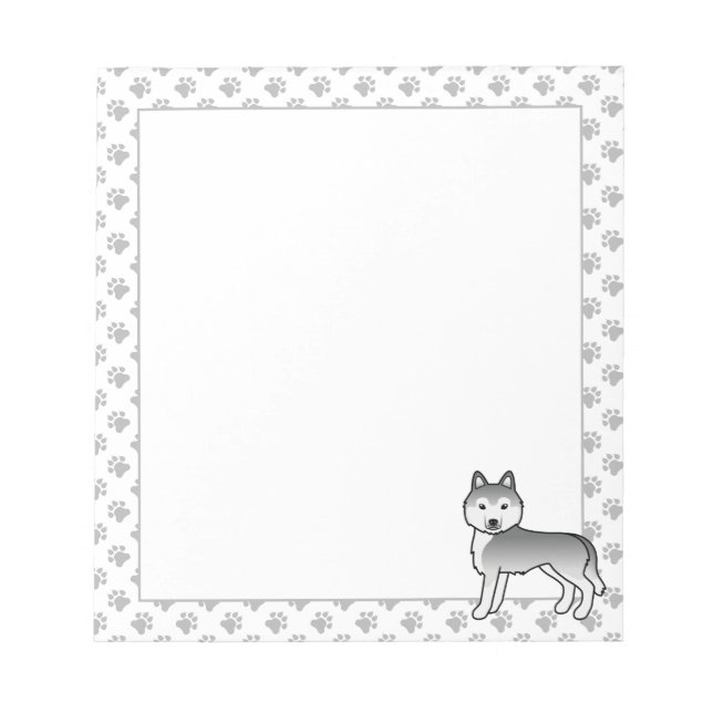Bloc-note Husky Sibérien argenté Chien de dessin animé migno (Devant)