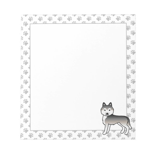 Bloc-note Husky Sibérien Gris Chien de Dessin Animé Mignon (Devant)