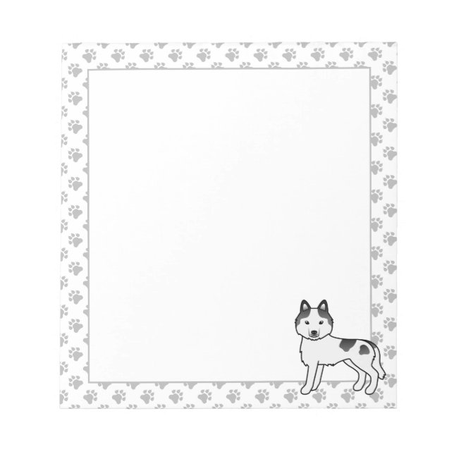 Bloc-note Husky sibérien pie noir mignon chien de dessin ani (Devant)