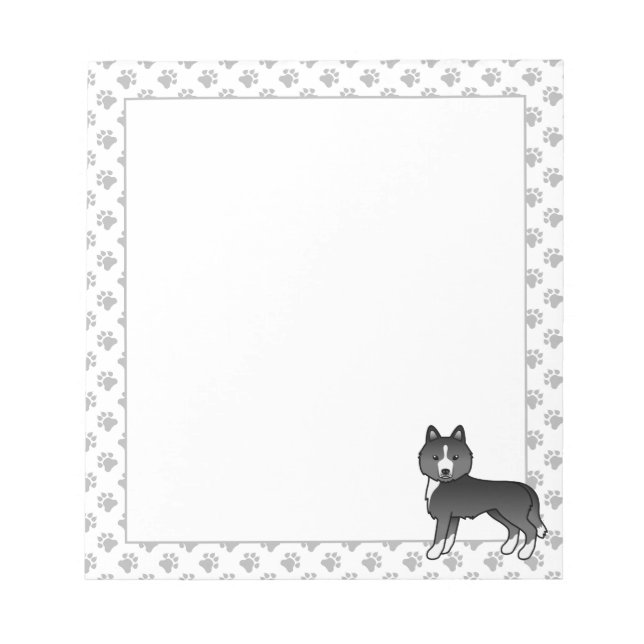 Bloc-note Husky sibérien surtout noir Chien de dessin animé  (Devant)