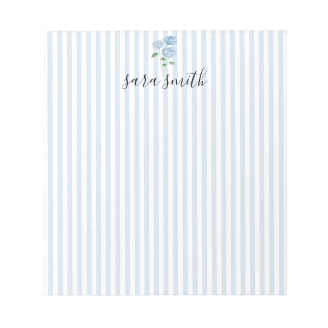 Bloc-note Hydrangea Bleue Bandeau Nom Personnalisé (Devant)