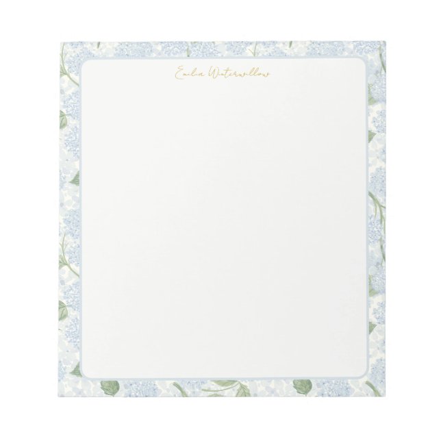 Bloc-note Hydrangea Floral Chic Grand-mère Personnalisable (Devant)