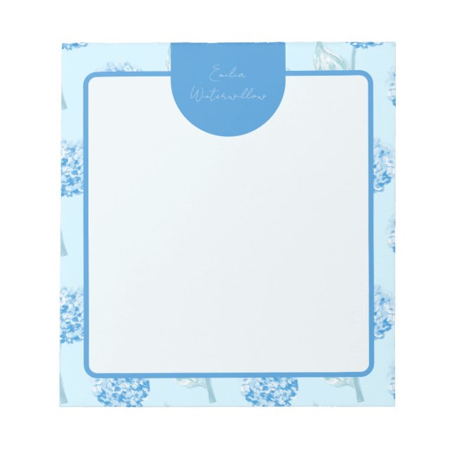 Bloc-note Hydrangea Personnalisable de Style Grandmillennial (Devant)