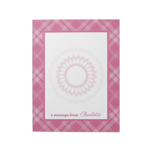 Bloc-note I Love Plaid Rosa Bordure & Fleur Médallion