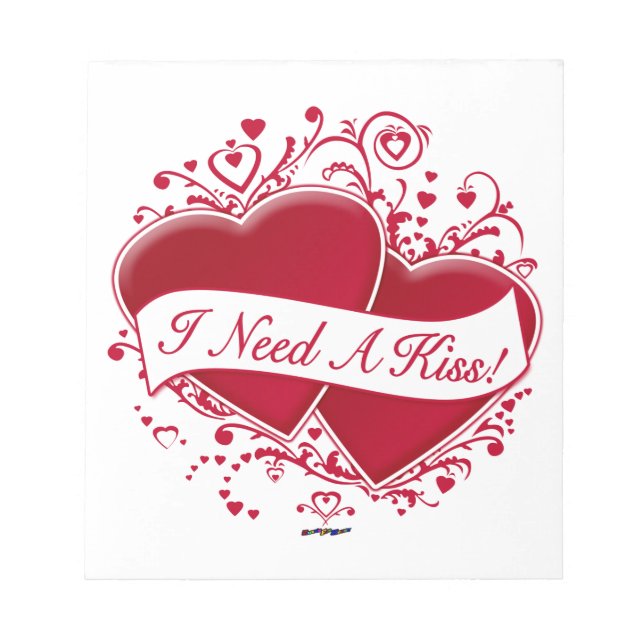 Bloc-note I Need A Kiss! Red Hearts (Devant)