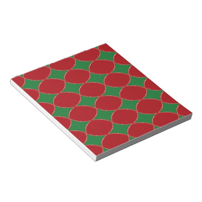 Bloc-note Icônes de diamant vert en rouge (Incliné)
