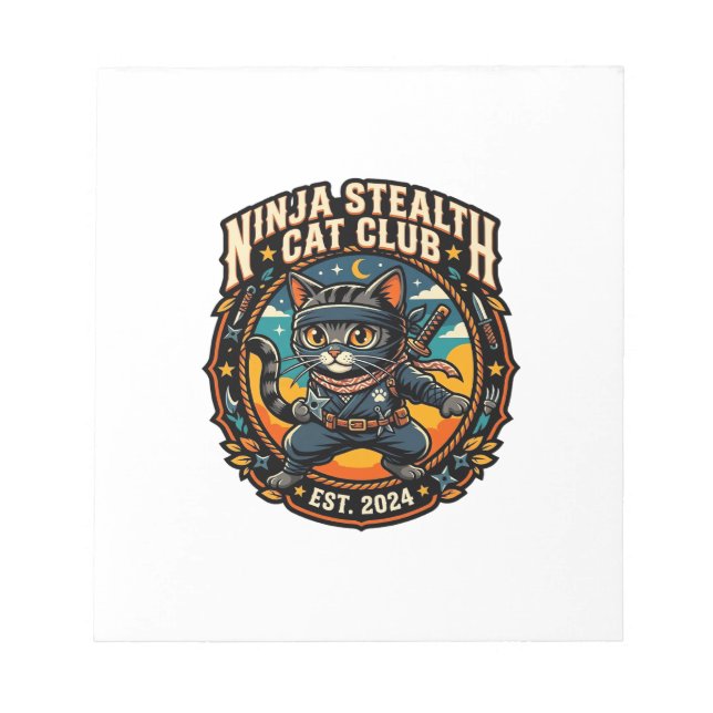 Bloc-note Idée cadeau pour maman de chat Ninja Stealth Cat - (Devant)