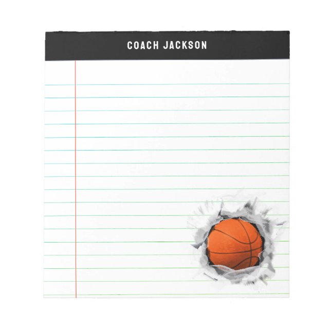 Bloc-note Idées de cadeaux personnalisés de basketball (Devant)