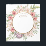 Bloc-note Ile tropicale Pastel Floral Personnalisé<br><div class="desc">Aquarelle tropicale pastel florale avec bordure circulaire en faux or. Customisez le texte.</div>