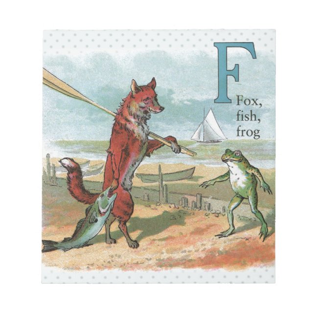 Bloc-note Illustration Antique de Pêche au Renard Grenouille (Devant)