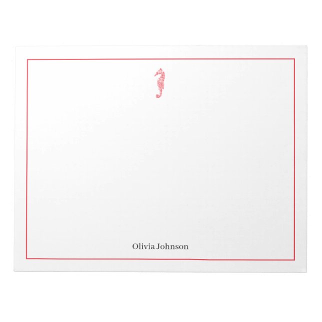 Bloc-note Illustration d'animal hippocampe rouge vie marine  (Devant)