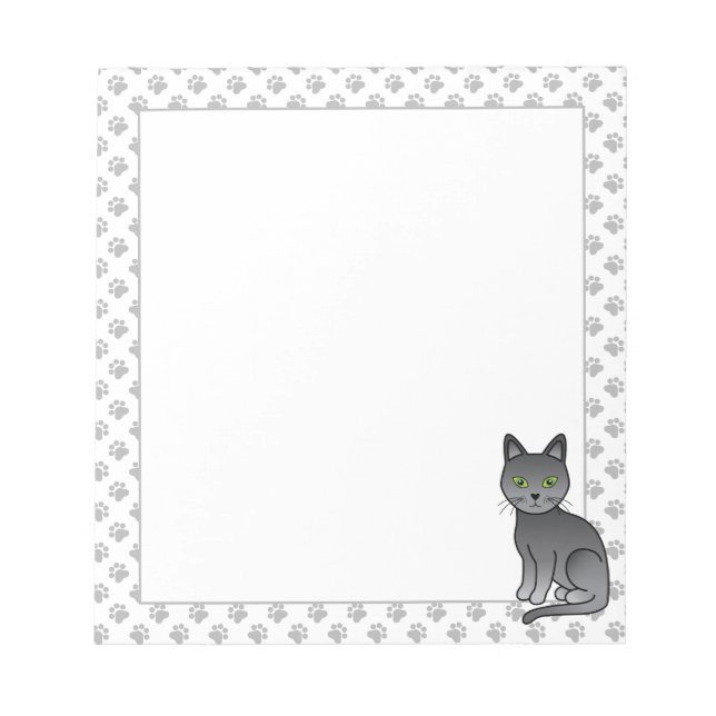 Bloc-note Illustration de chat de dessin animé mignon bleu r (Devant)