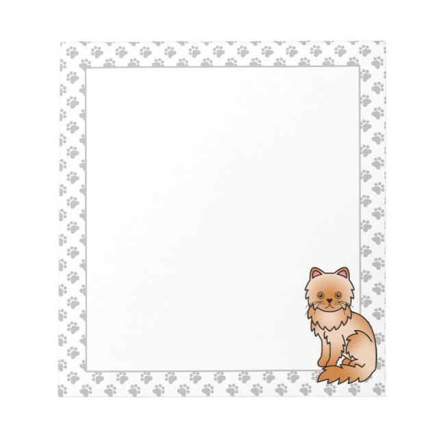 Bloc-note Illustration de chat de dessin animé mignon persan (Devant)