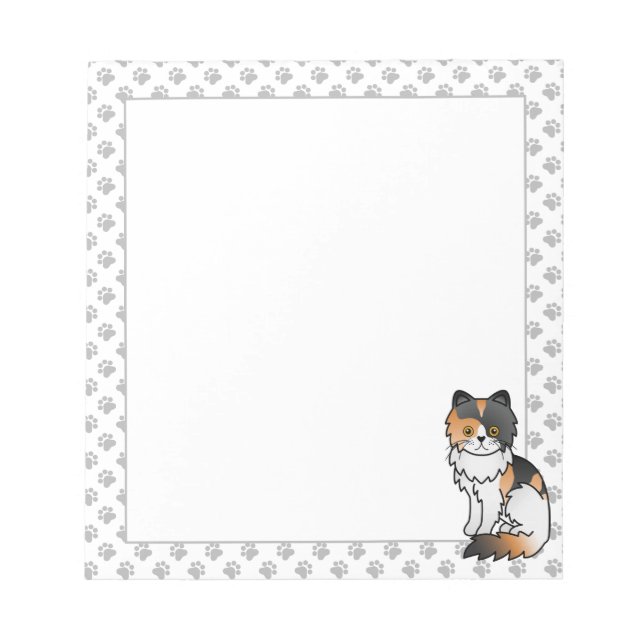 Bloc-note Illustration de chat de dessin animé mignon persan (Devant)
