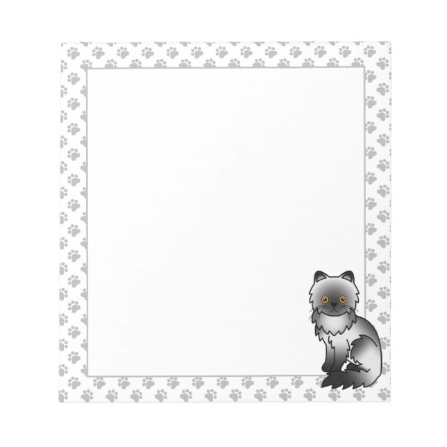 Bloc-note Illustration de chat de dessin animé mignon persan (Devant)