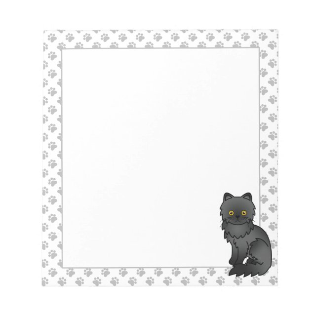 Bloc-note Illustration de chat de dessin animé persan noir m (Devant)