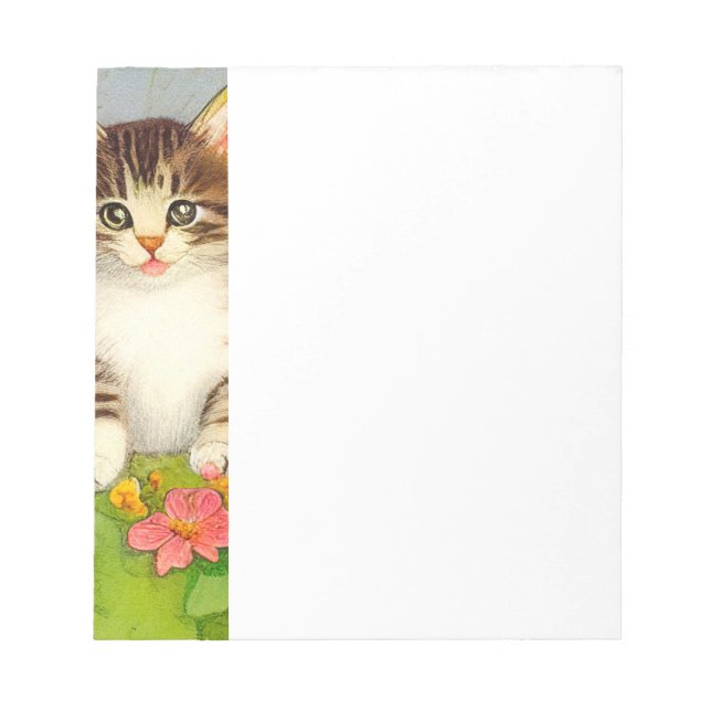 Bloc-note Illustration de chat souriant vintage (Devant)