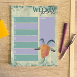 Bloc-note Illustration de chèvre peinte moderne Planificateu<br><div class="desc">Restez organisé avec ce carnet de planification hebdomadaire. Il présente mon aquarelle artistique peinte en style illustration de la tête d'une chèvre. Cette chèvre mignonne et colorée a des cornes et une barbe et est dans les tons orange, bleu, turquoise et violet. Il est contre un arrière - plan qui...</div>