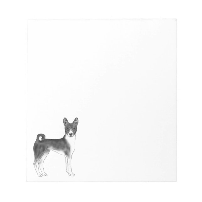 Bloc-note Illustration de chien Basenji mignon en noir et bl (Devant)