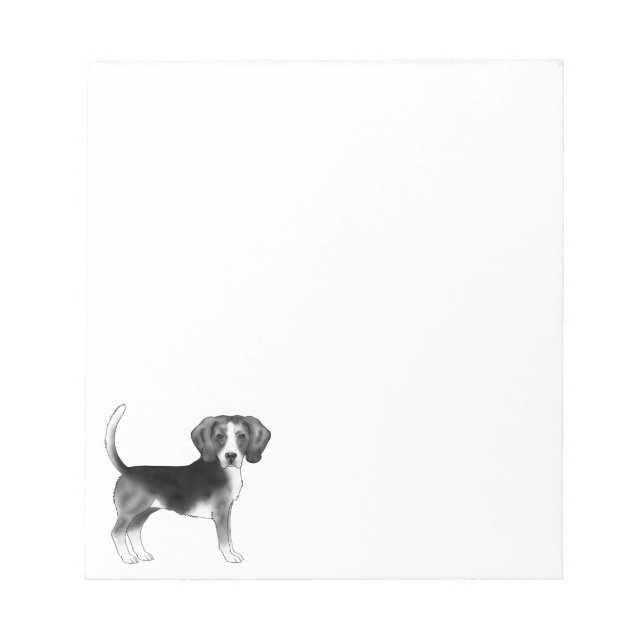 Bloc-note Illustration De Chien Beagle En Noir Et Blanc (Devant)