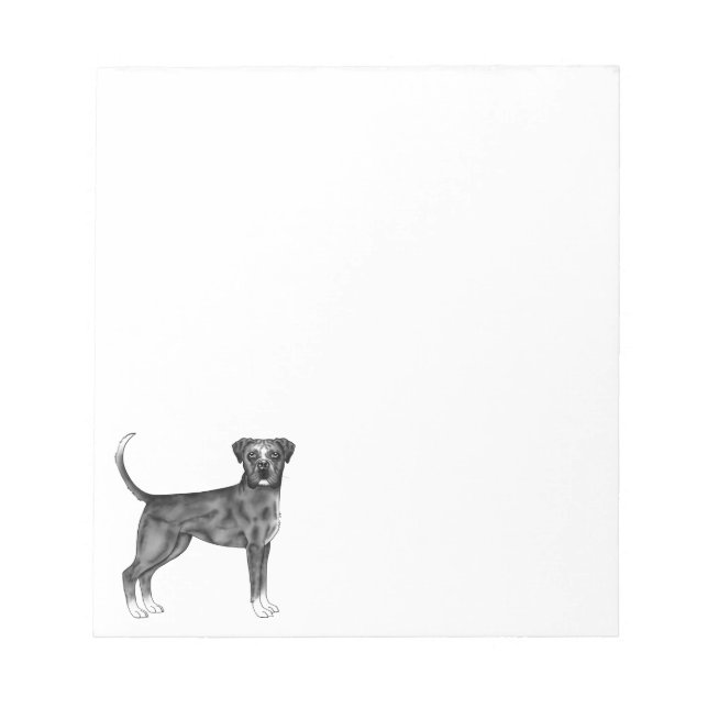 Bloc-note Illustration de chien Boxer allemand en noir et bl (Devant)