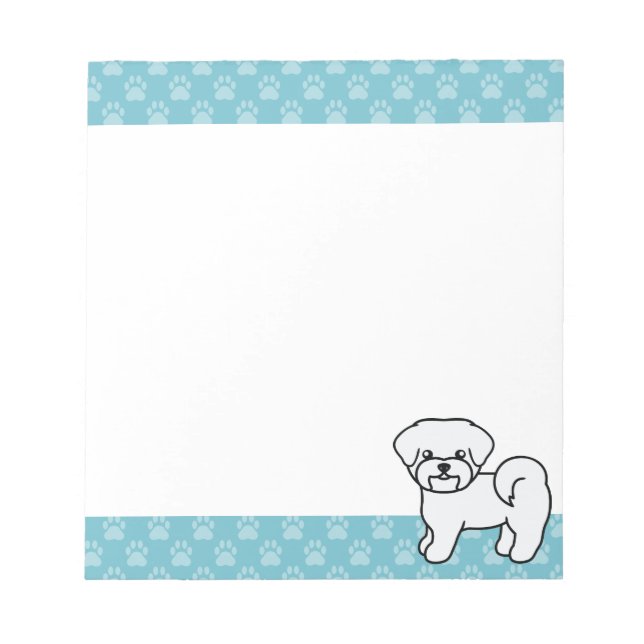 Bloc-note Illustration de chien maltais blanc & bordures ble (Devant)
