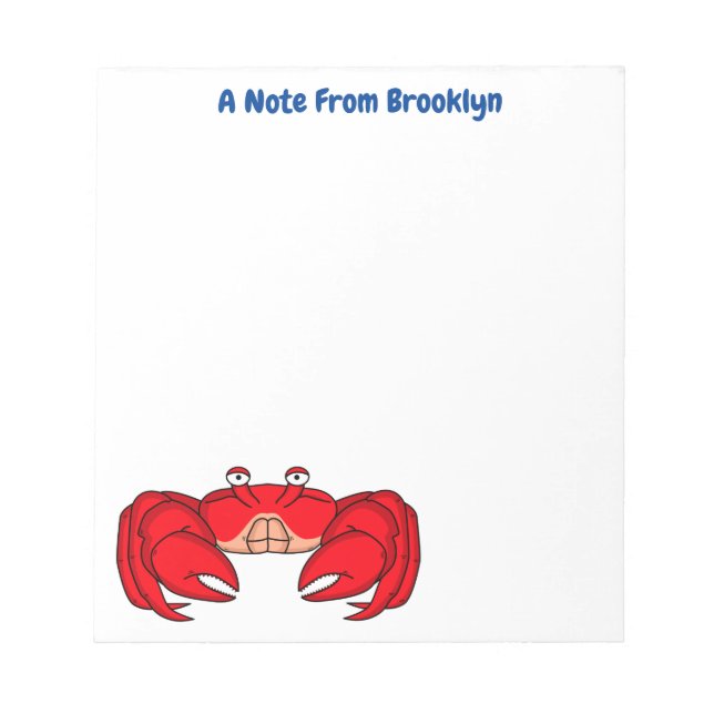 Bloc-note Illustration de crabe rouge mignon en style cartoo (Devant)