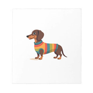 Bloc-note Illustration de dachshund en pull vintage arc-en-c