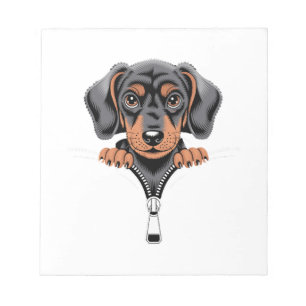 Bloc-note Illustration de dachshund mignon regardant par une