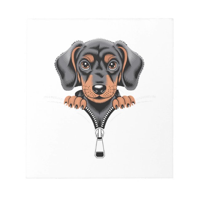Bloc-note Illustration de dachshund mignon regardant par une (Devant)