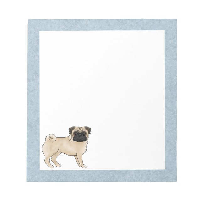 Bloc-note Illustration de dessin animé de chien Pug faon mig (Devant)