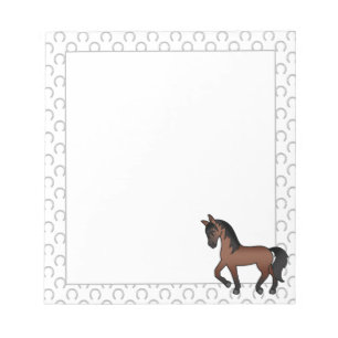 Bloc-note Illustration de dessin animé mignon de cheval bai