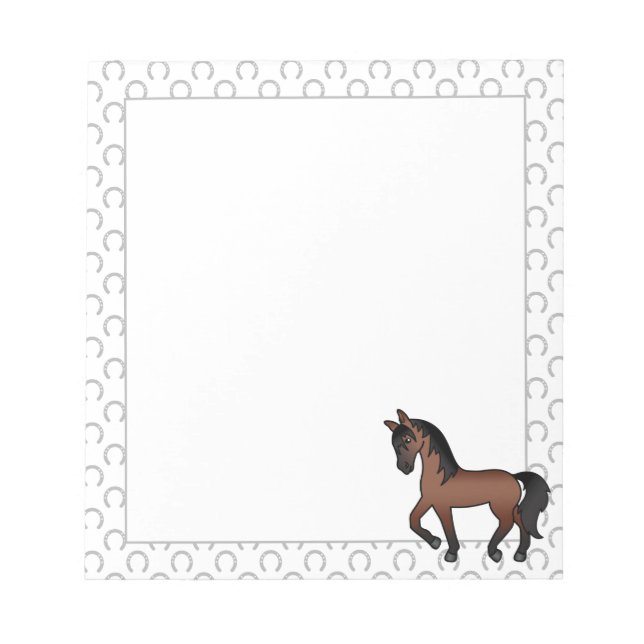 Bloc-note Illustration de dessin animé mignon de cheval bai  (Devant)