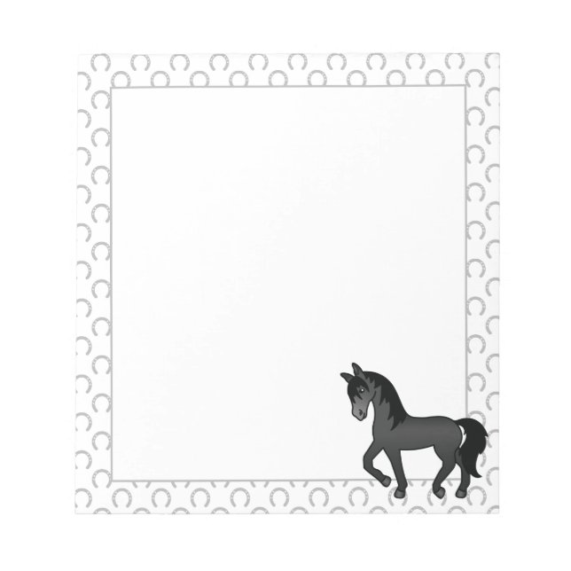Bloc-note Illustration de dessin animé mignon de cheval trot (Devant)
