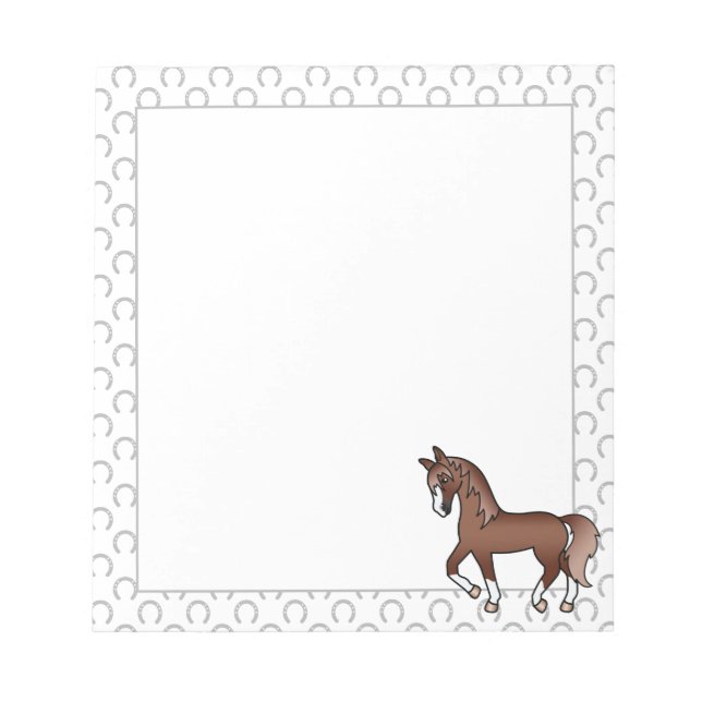 Bloc-note Illustration de dessin animé mignon de cheval trot (Devant)