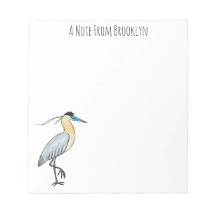 Bloc-note Illustration de dessin d'oiseau de héron plafonné