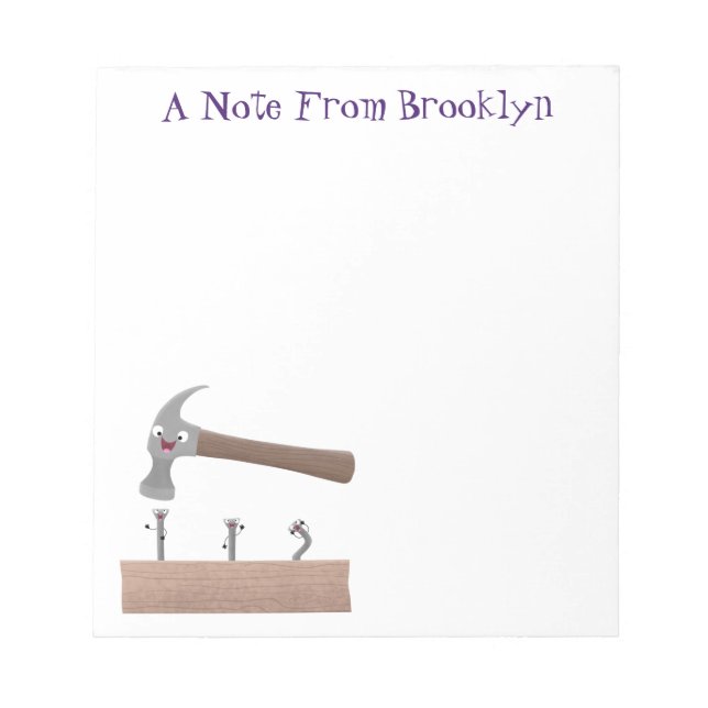 Bloc-note Illustration de dessin mignon, marteau et ongles  (Devant)