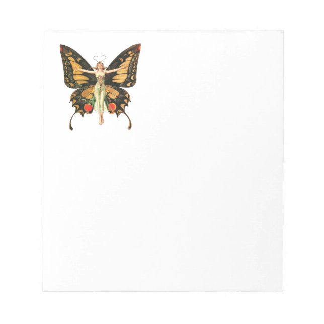 Bloc-note Illustration de femme volant papillon flapper (Devant)