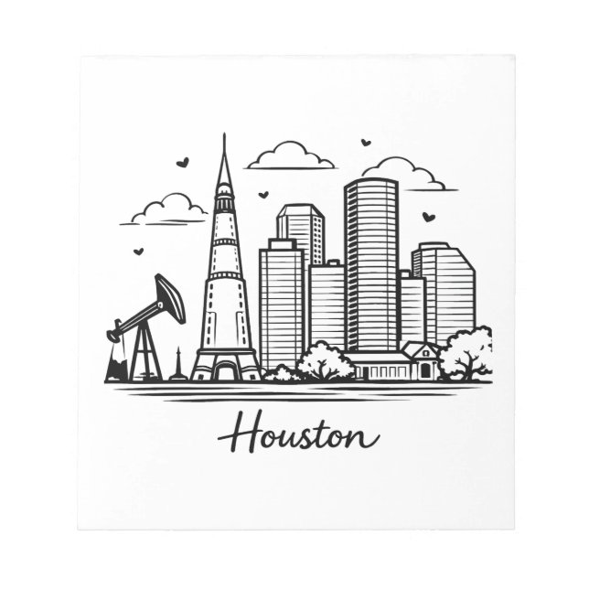 Bloc-note Illustration de Houston en ligne noire (Devant)