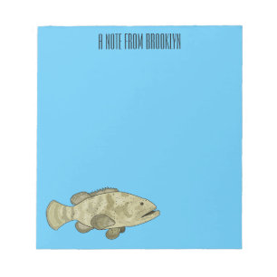 Bloc-note Illustration de la caricature du poisson de mérou