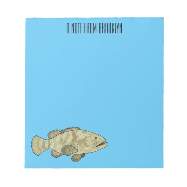 Bloc-note Illustration de la caricature du poisson de mérou (Devant)