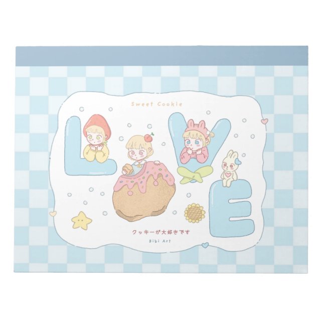 Bloc-note Illustration de l'alphabet pastel Kawaii LOVE 💕🍓 (Devant)
