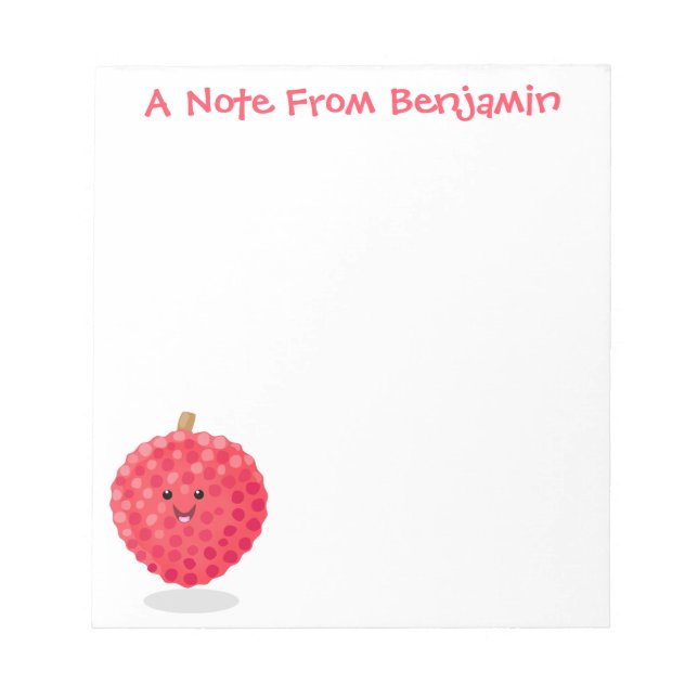 Bloc-note Illustration de litchee rose mignon (Devant)