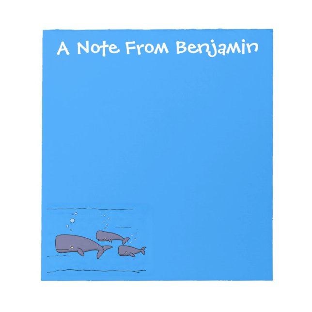 Bloc-note Illustration de mignonne migratrice de baleines à  (Devant)