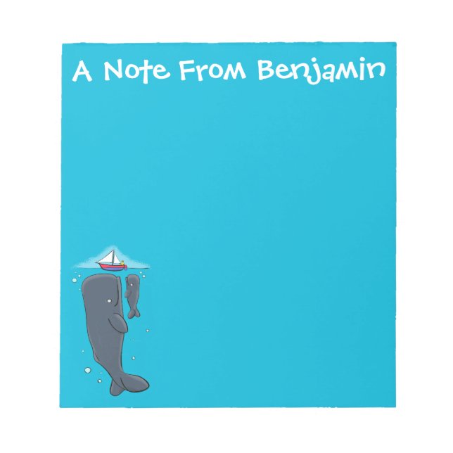 Bloc-note Illustration de mignons baleines et voiliers (Devant)