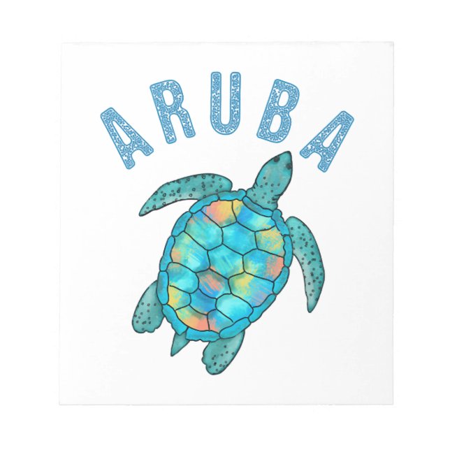 Bloc-note Illustration de tortue marine de la plage d'Aruba (Devant)